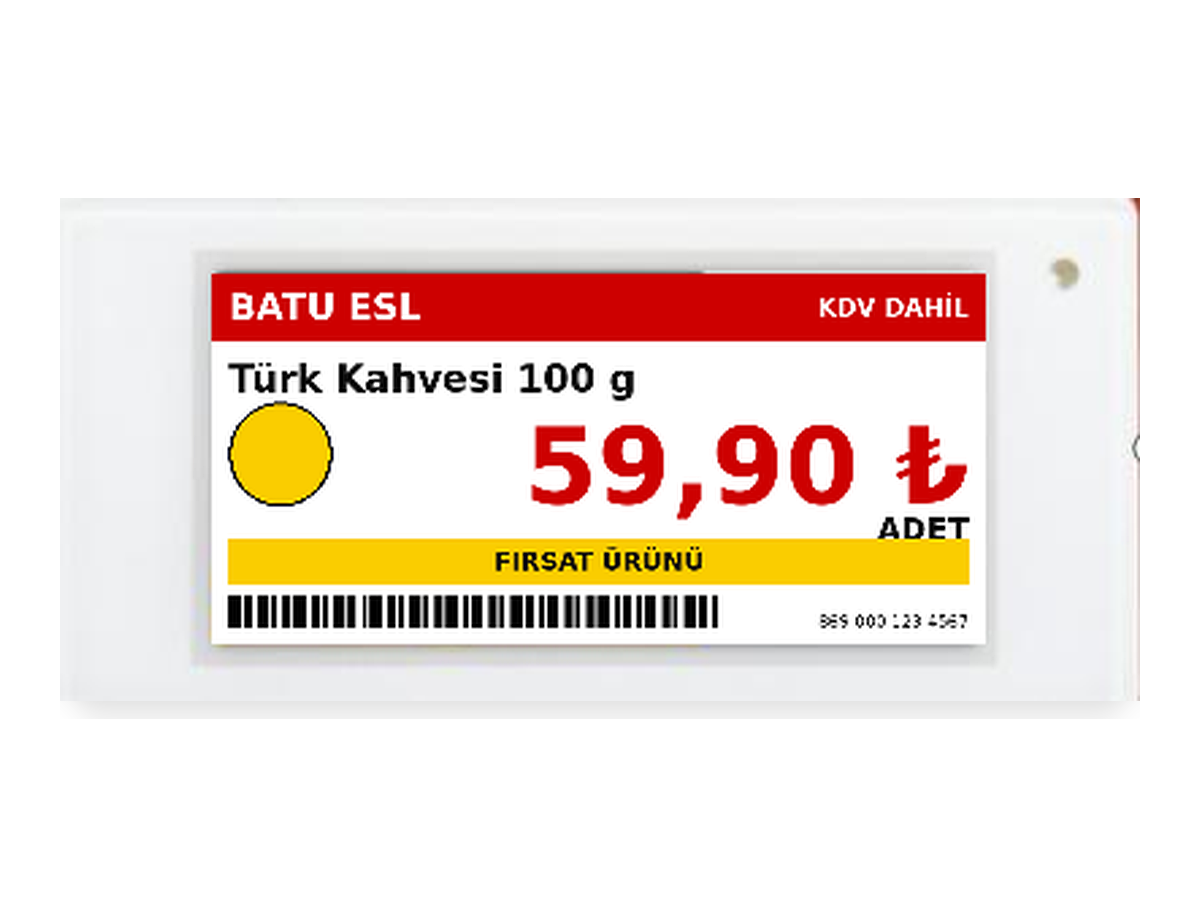 2.13 inç dijital raf etiketi