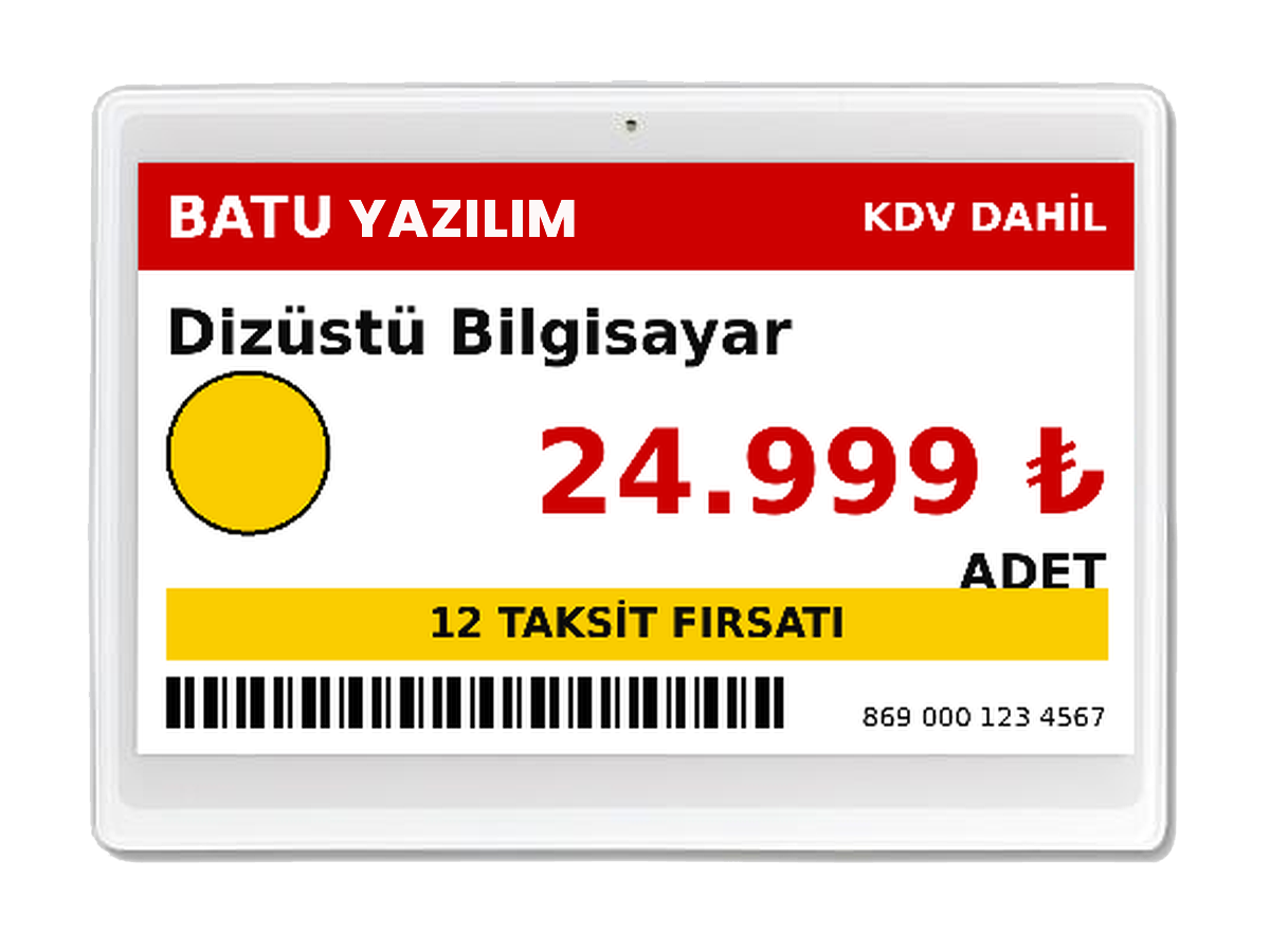 7.50 inç dijital raf etiketi